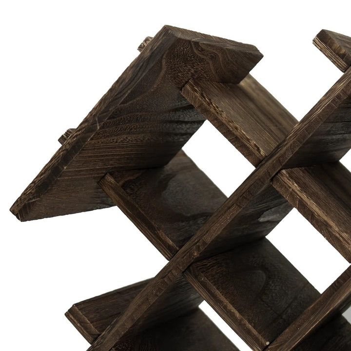 Small Vintage Wine Rack - Freestanding Wood Vertical Racks, Countertop/Tabletop Corner Rack with Shelf, Space-Saving Storage & Wine Holder