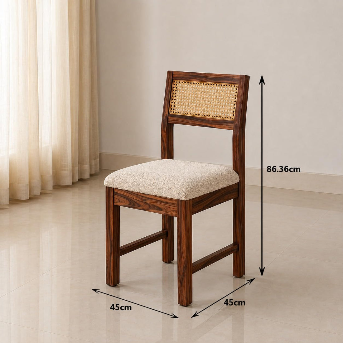Arden Square 4 Seater Solid Sheesham Wood & Cane Dinner Set Table with Chair |Wooden Dining Table Set with Chairs for Dining Room | Living Room | Home & Office -Honey2