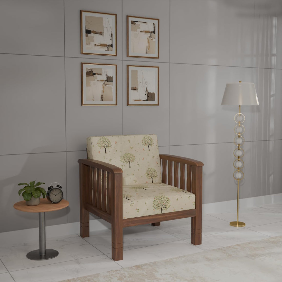 Solid Sheesham Wood Sofa Set for Living Room Furniture | Wooden Sofa for Home & Office (Honey, 1 Seater)