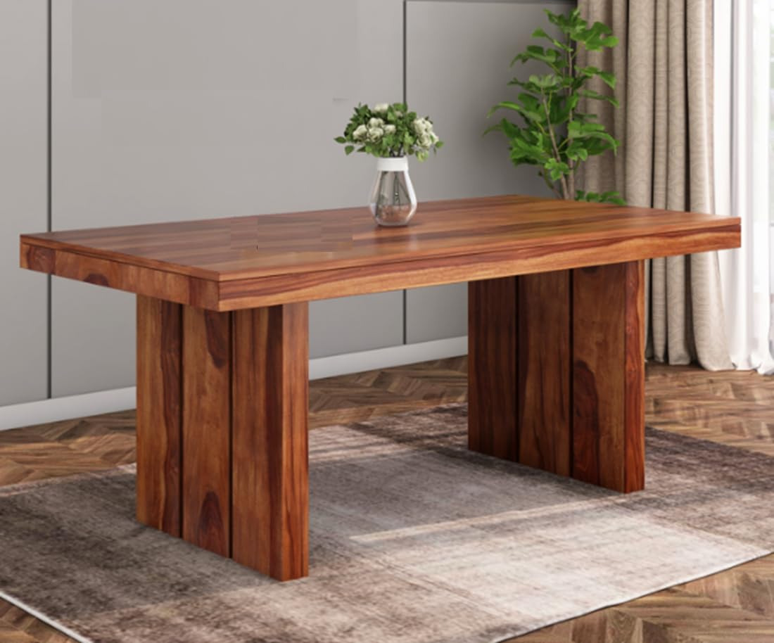 THE WOODEN CITY Wooden Solid Sheesham Wood Dining Table 6 Seater | Dining Room Furniture | 6 Seater Dining Table Without Chair