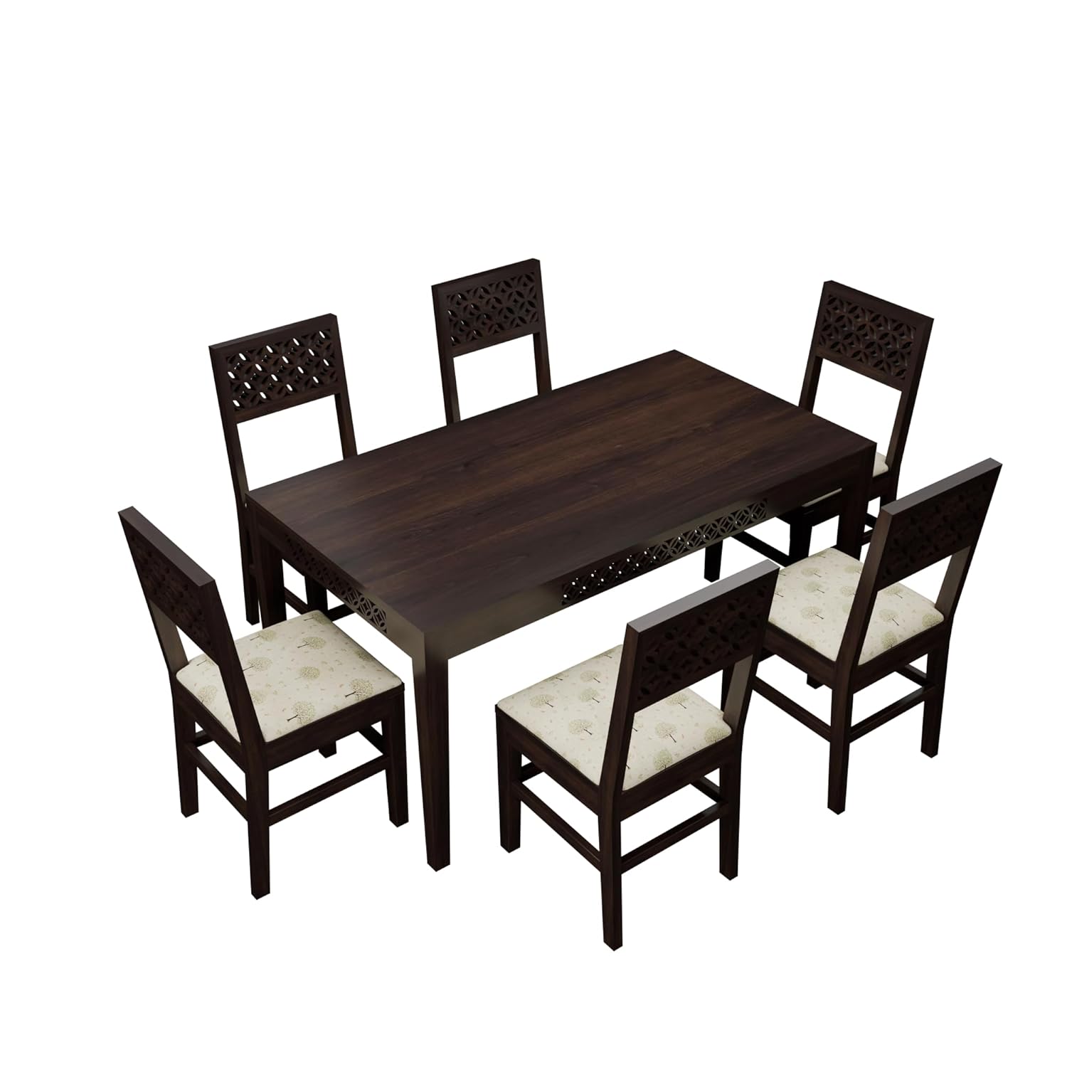 THE WOODEN CITY Solid Sheesham Wood Dining Table Dining Table Set with 6 Chairs Dinner Table Set for Dinning Room Home,Hotel and Office (Walnut, 6 Seater Chair)