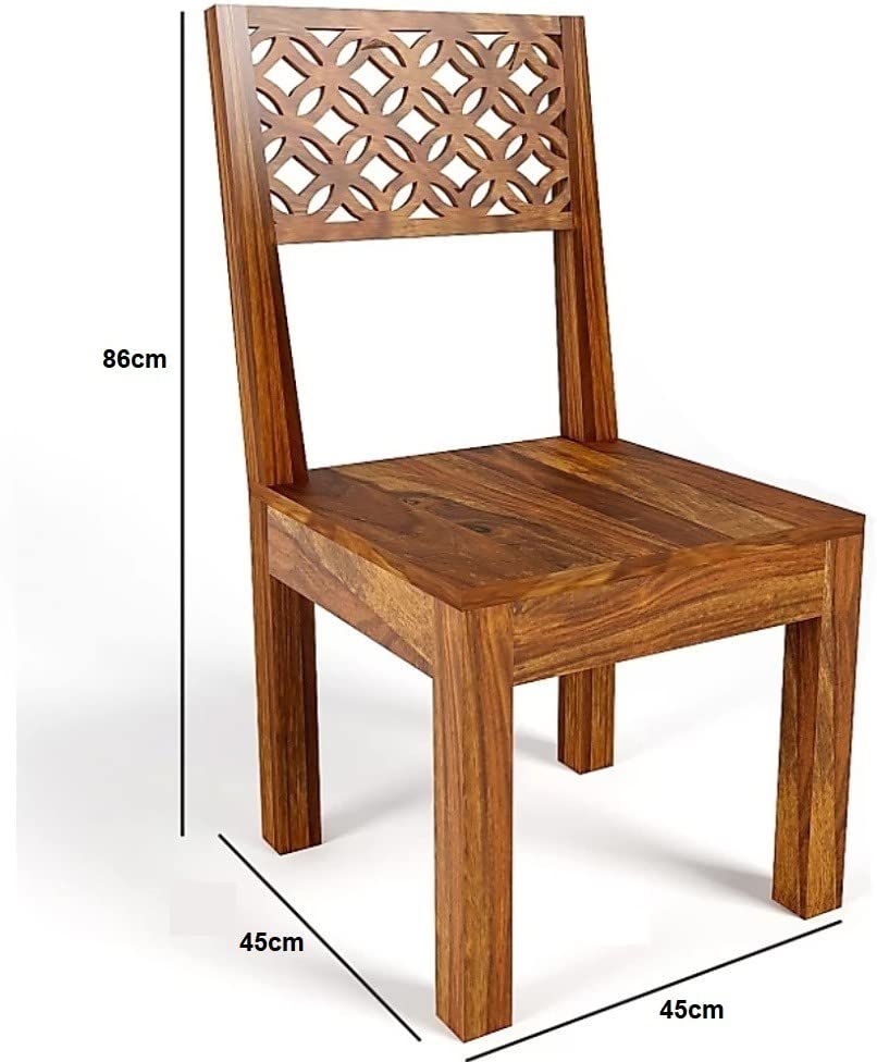 THE WOODEN CITY Solid Sheesham Wood Six Seater Dining Table Set with 6 Cushion cnc Chairs for Dining Room honey