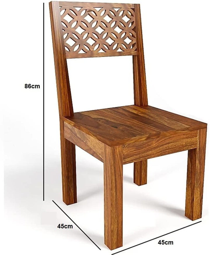 THE WOODEN CITY Solid Sheesham Wood Six Seater Dining Table Set with 6 Cushion cnc Chairs for Dining Room honey