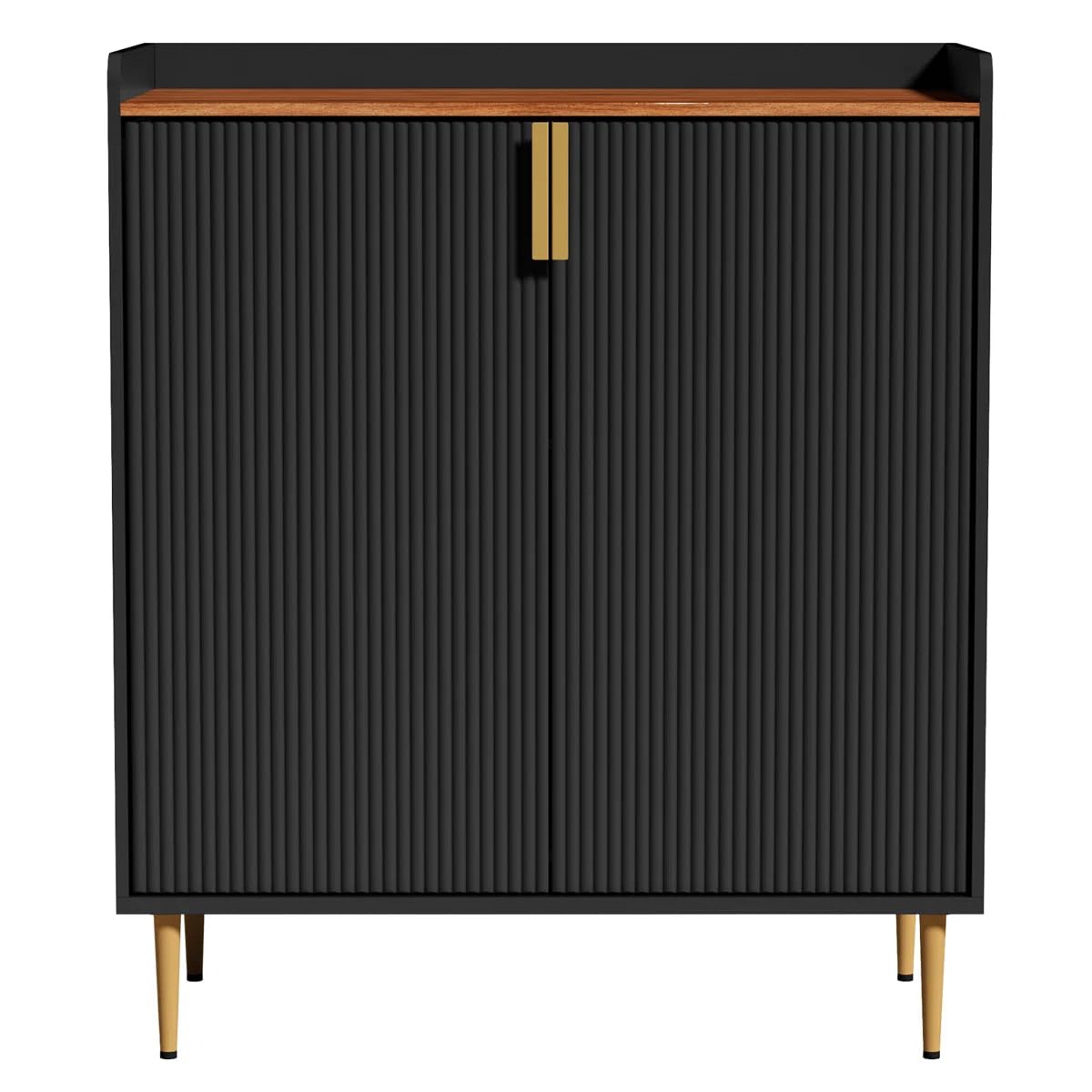 THE WOODEN CITY Solid Wood Wine Cabinet | Wooden Bar Cabinet Storage Rack with Drawer & Glass Holder, Wooden for Home and Bar Furniture (Black)