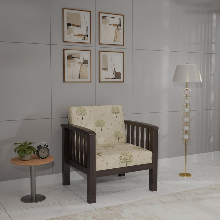 Solid Sheesham Wood 1 Seater Sofa Set for Living Room Furniture | Wooden Sofa for Home & Office (Walnut, 1 Seater)