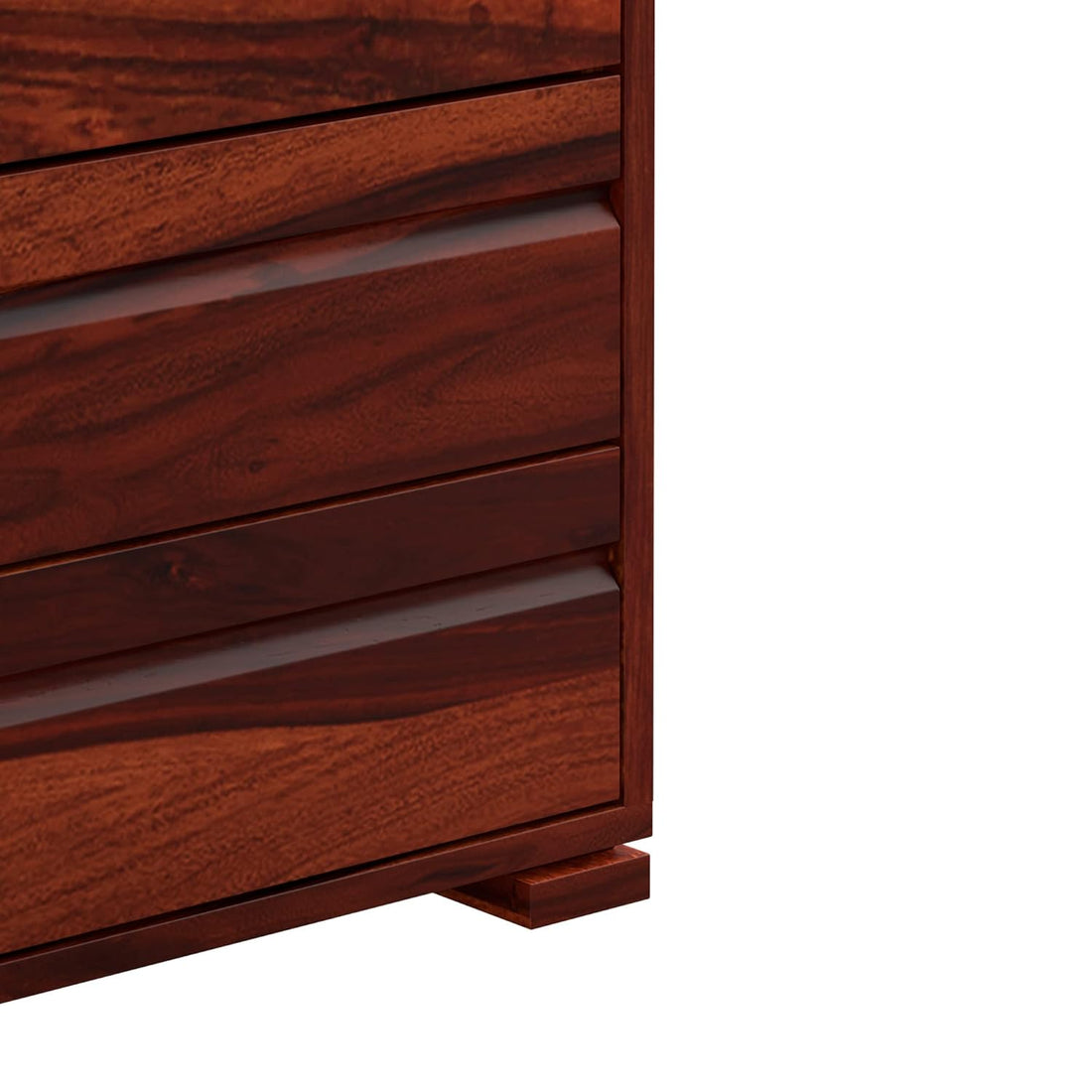 THE WOODEN CITY Sheesham Wood Bedside Table with 3 Drawers (Honey Finish)