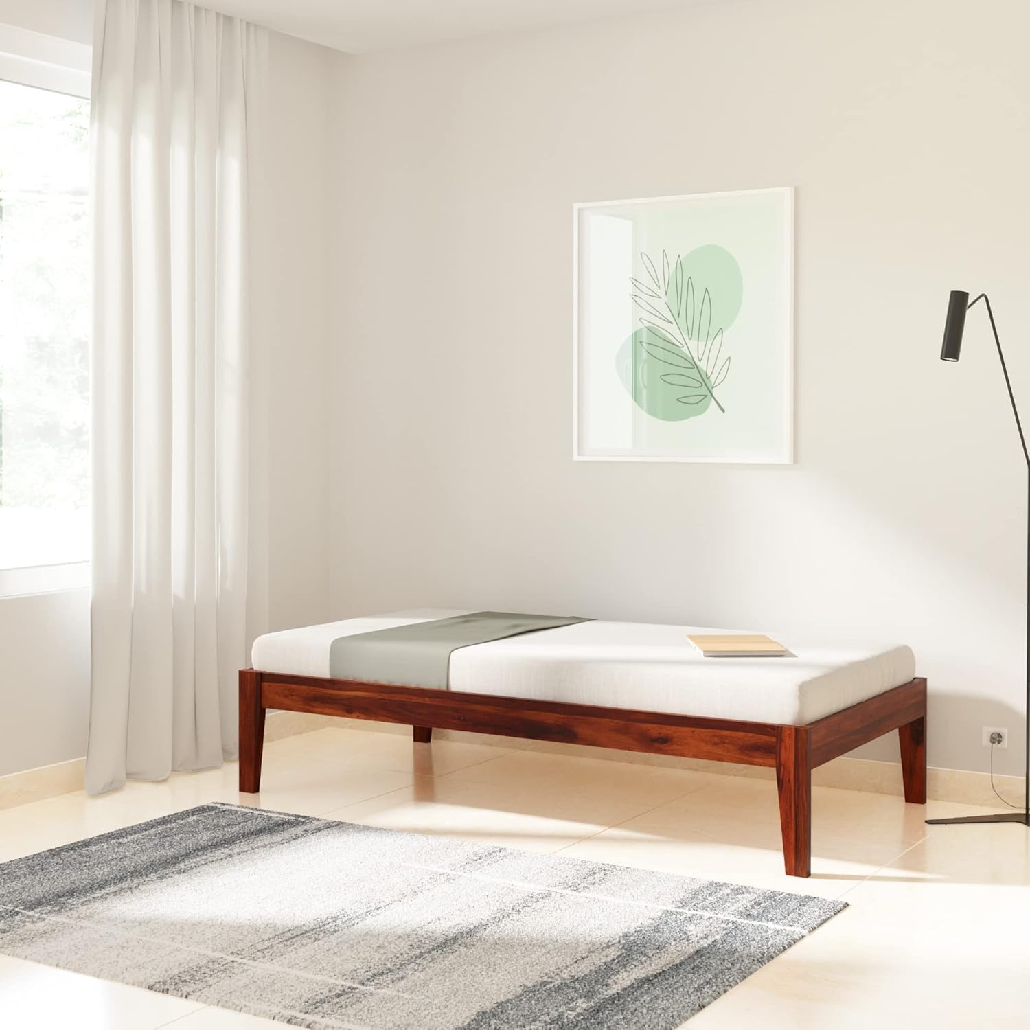 THE WOODEN CITY Sheesham Wood Fieri Single Size Bed Without Storage (188x97x38cm) (Mattress size-72x36 inch)