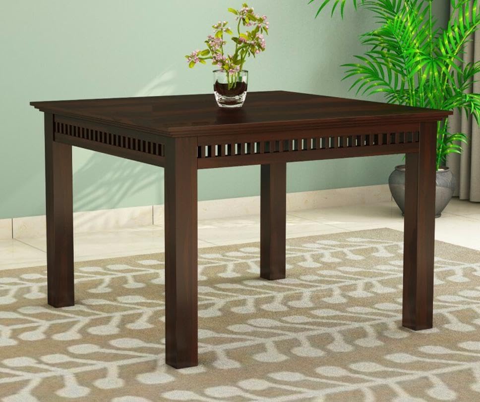 THE WOODEN CITY Wooden Solid Sheesham Wood Dining Table 4 Seater | Dining Room Furniture | 4 Seater Dining Table Without Chair - 2seater Walnut