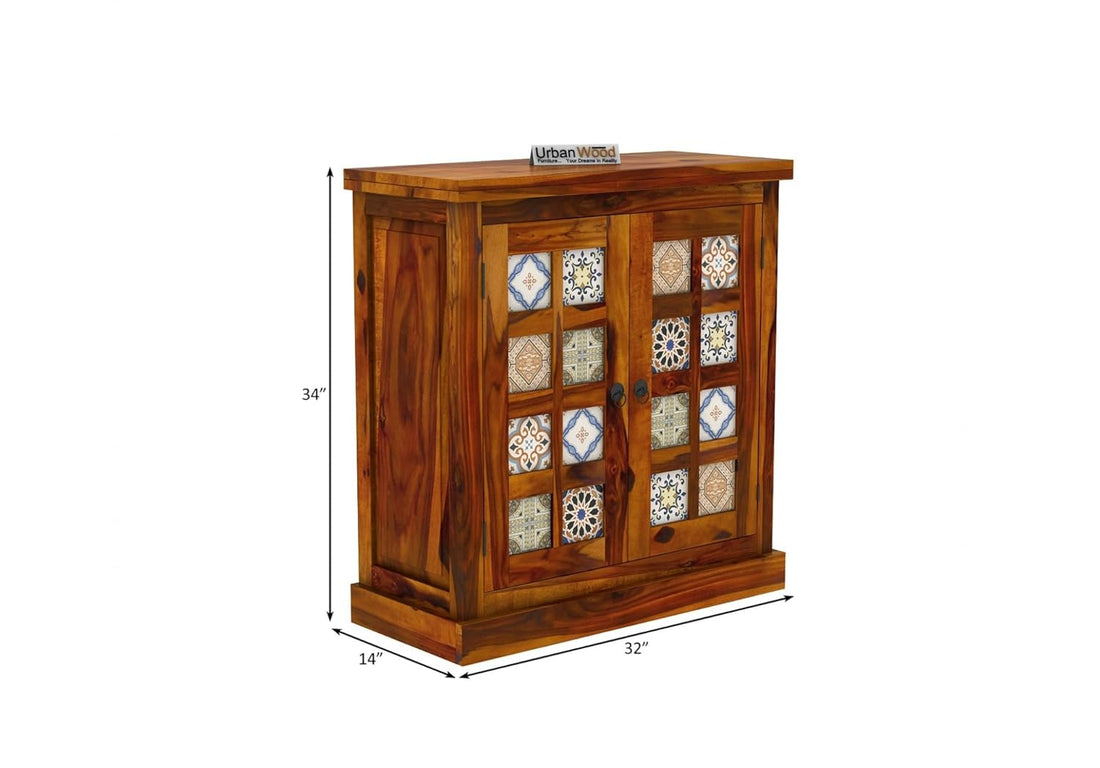 THE WOODEN CITY Solid Sheesham Wood Sideboard Tv Cabinet for Living Room | Free Standing Movable Tv Unit Side Board Table Storage Furniture for Home (