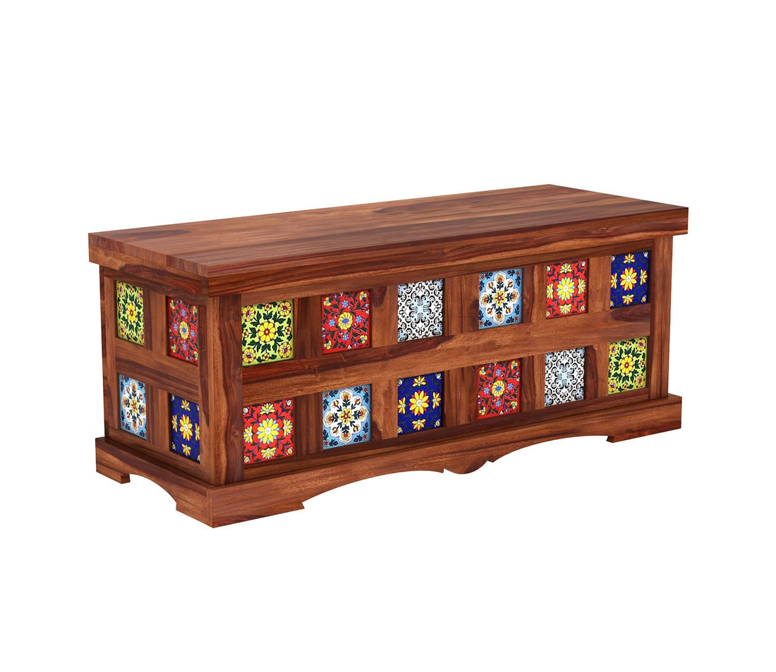 THE WOODEN CITY Storage Box, Multipurpose Cabinet for Living Room & Bed room Storage, Solid Wood Classy storage, Honey Matte Finish