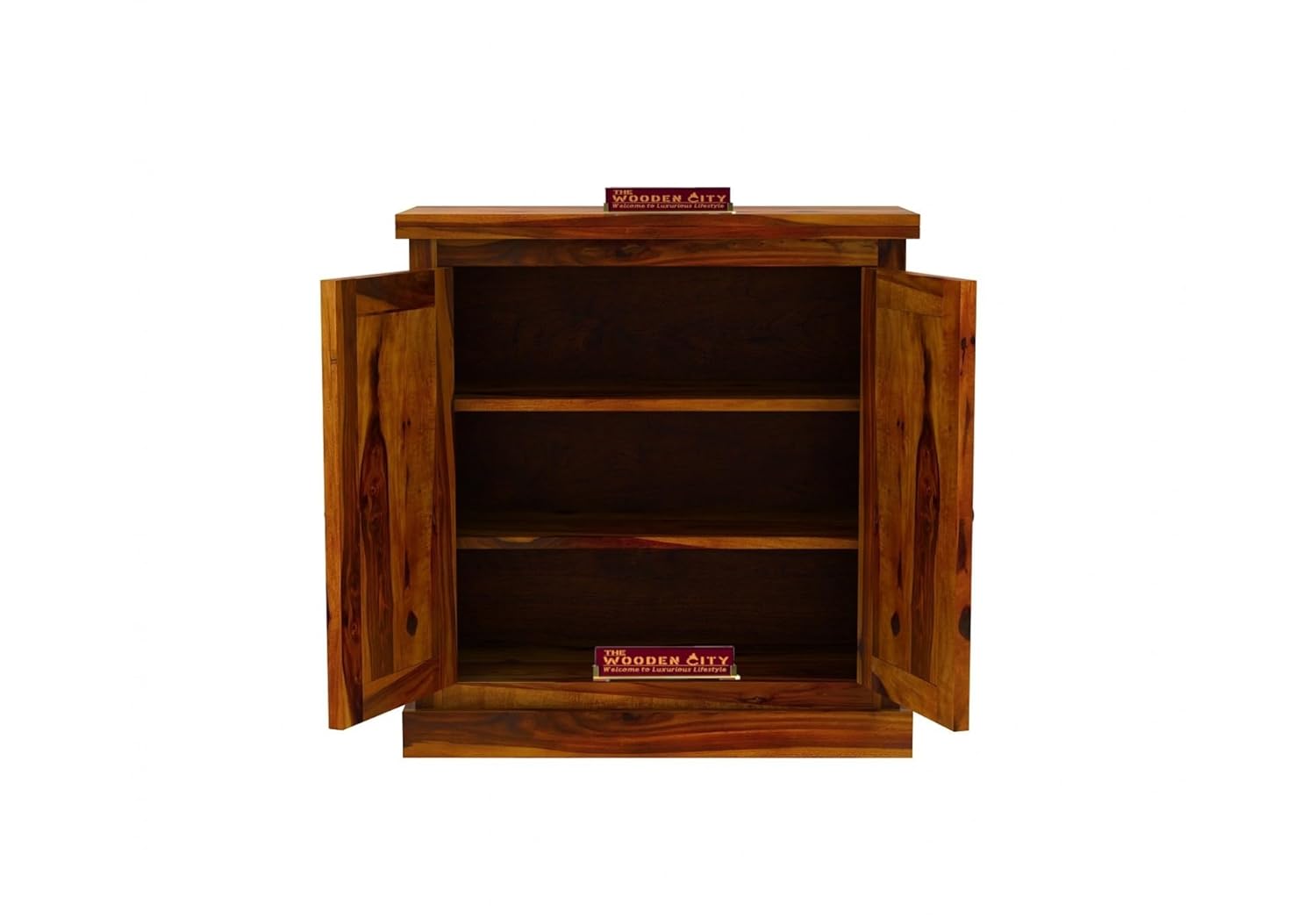 THE WOODEN CITY Solid Sheesham Wood Sideboard Tv Cabinet for Living Room | Free Standing Movable Tv Unit Side Board Table Storage Furniture for Home (