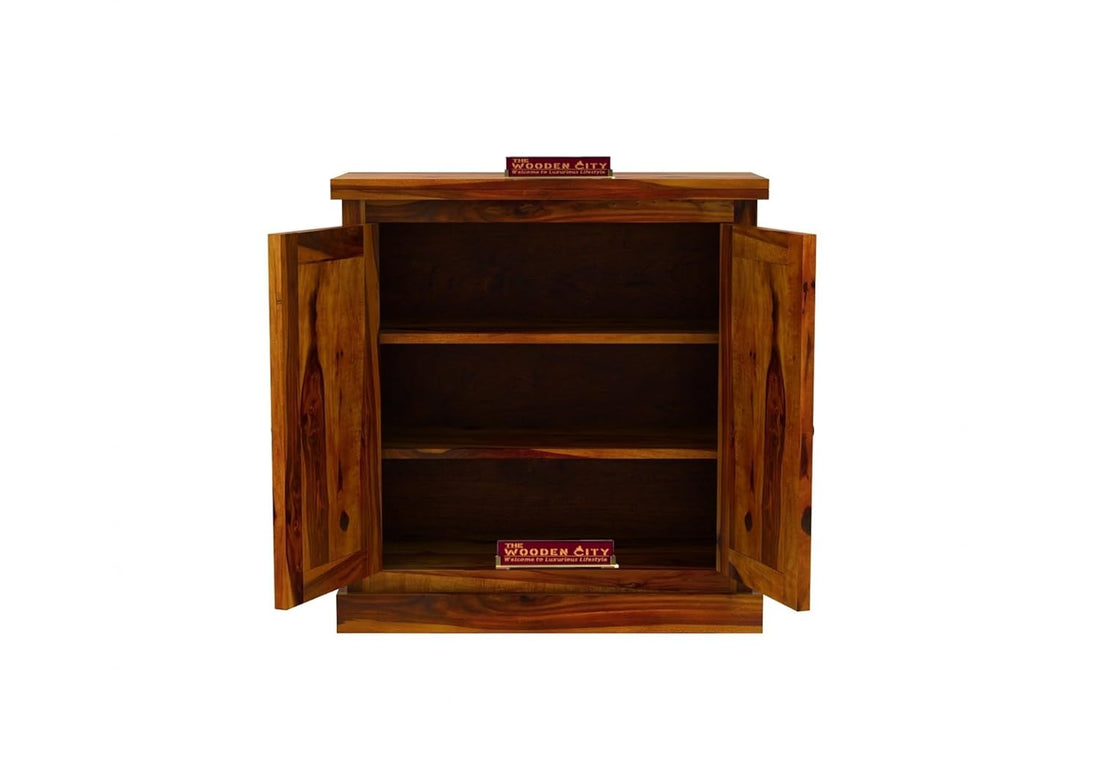 THE WOODEN CITY Solid Sheesham Wood Sideboard Tv Cabinet for Living Room | Free Standing Movable Tv Unit Side Board Table Storage Furniture for Home (