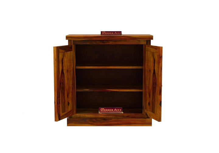 THE WOODEN CITY Solid Sheesham Wood Sideboard Tv Cabinet for Living Room | Free Standing Movable Tv Unit Side Board Table Storage Furniture for Home (