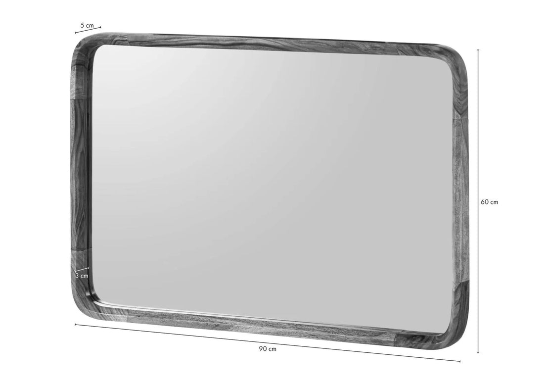 THE WOODEN CITY Mirror #240 Rosewood Lacquered Dark Brown (HONEY)