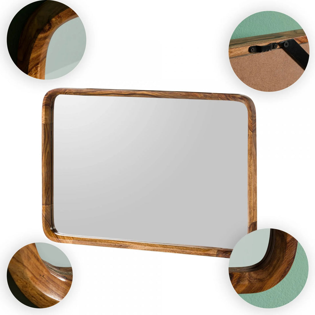THE WOODEN CITY Mirror #240 Rosewood Lacquered Dark Brown (HONEY)