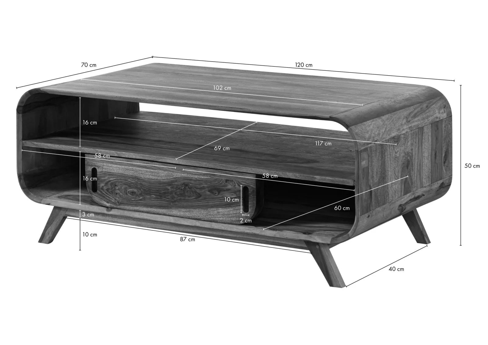 THE WOODEN CITY Rosewood coffee table #131  (HONEY)