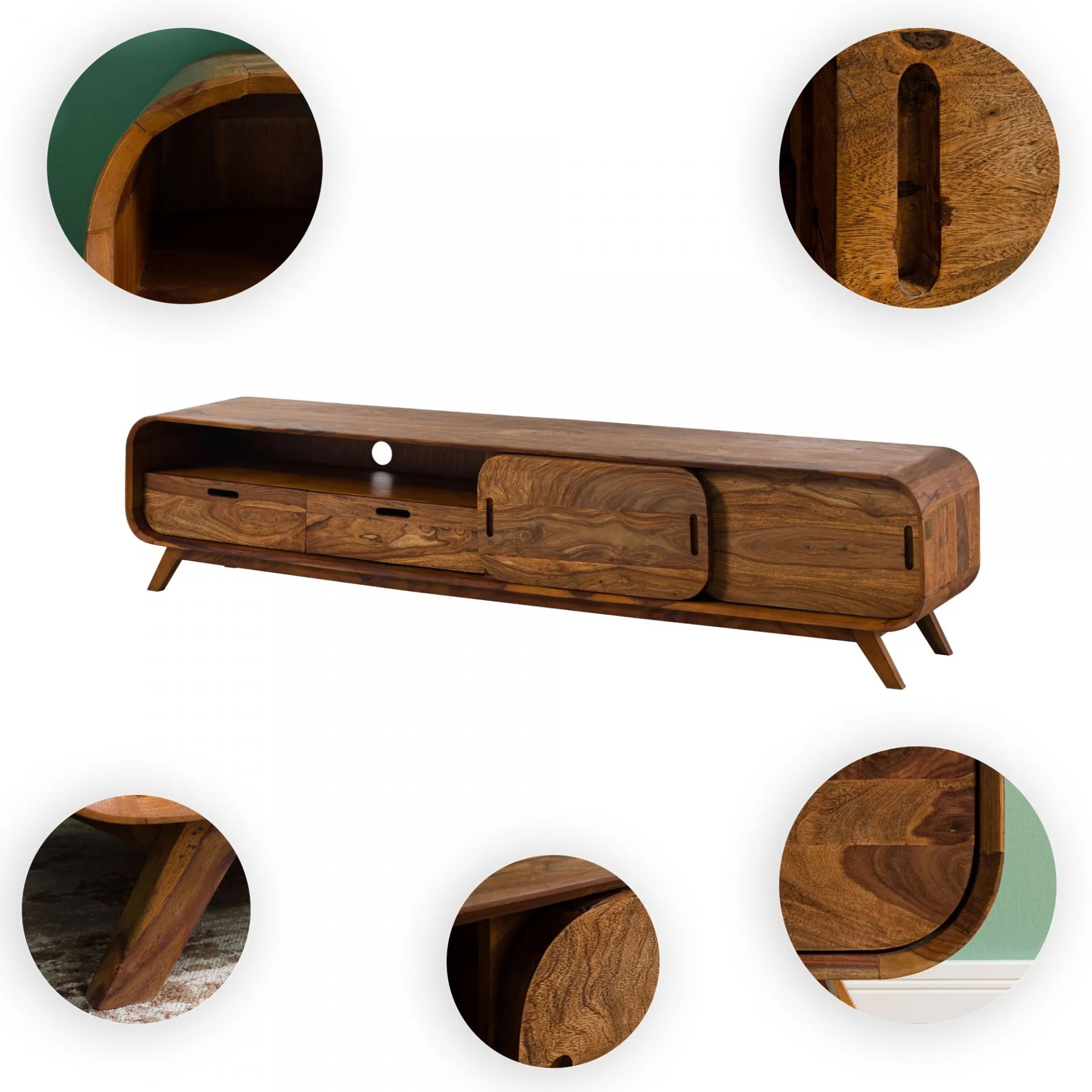 THE WOODEN CITY TV cabinet made of rosewood #127 (HONEY)