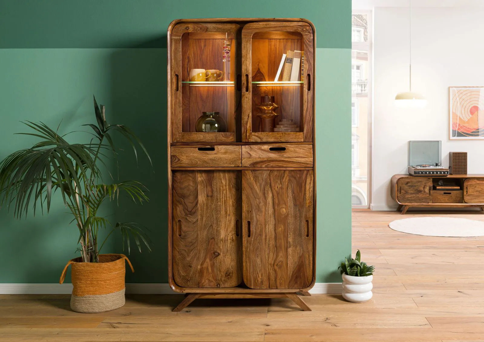 THE WOODEN CITY Light Brown Lacquered Rosewood display cabinet  #115 (HONEY)