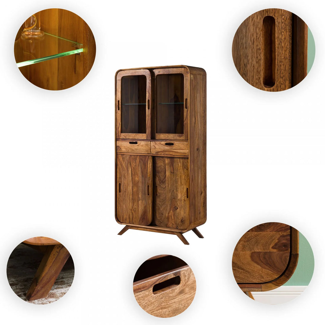 THE WOODEN CITY Light Brown Lacquered Rosewood display cabinet  #115 (HONEY)