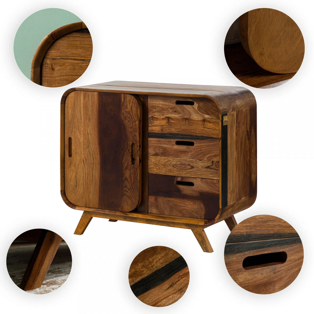THE WOODEN CITY Rosewood wood chest of drawers #200 (HONEY)
