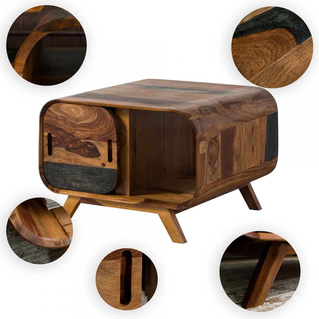 THE WOODEN CITY Coffee Table #233 Dark Brown Lacquered Rosewood (HONEY)