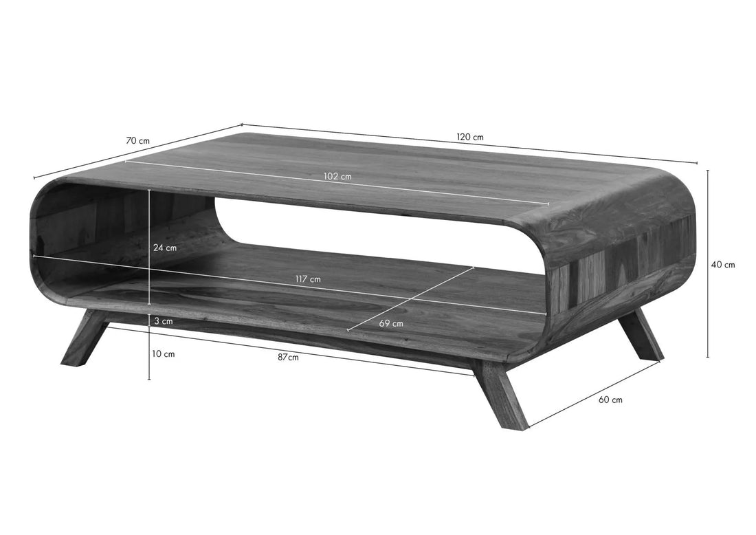 THE WOODEN CITY Coffee Table #234 Dark Brown Lacquered Rosewood
