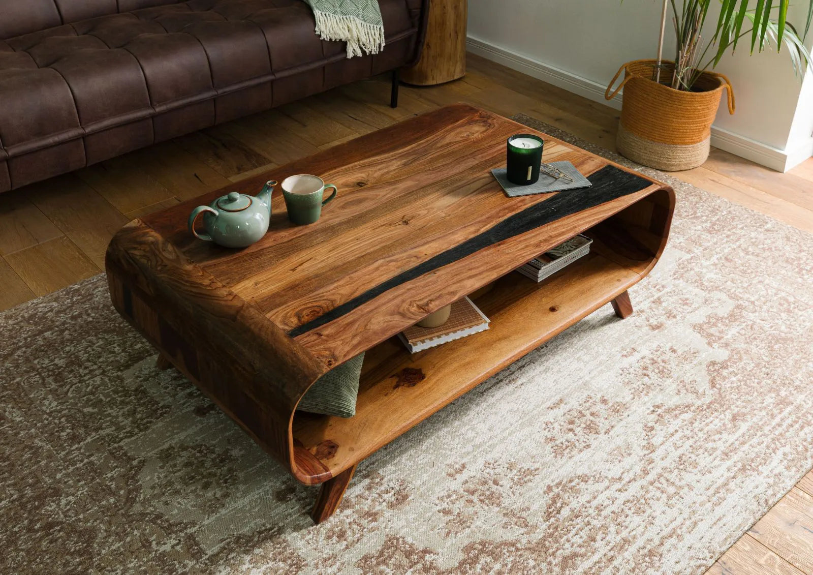 THE WOODEN CITY Coffee Table #234 Dark Brown Lacquered Rosewood