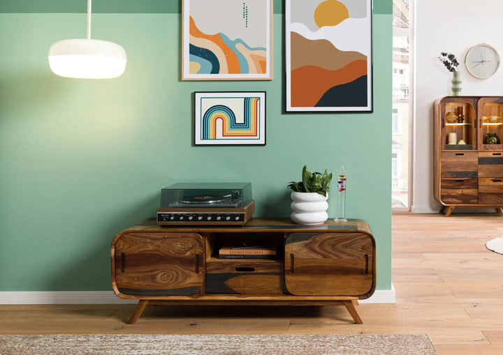 THE WOODEN CITY TV cabinet made of rosewood #225 (HONEY)