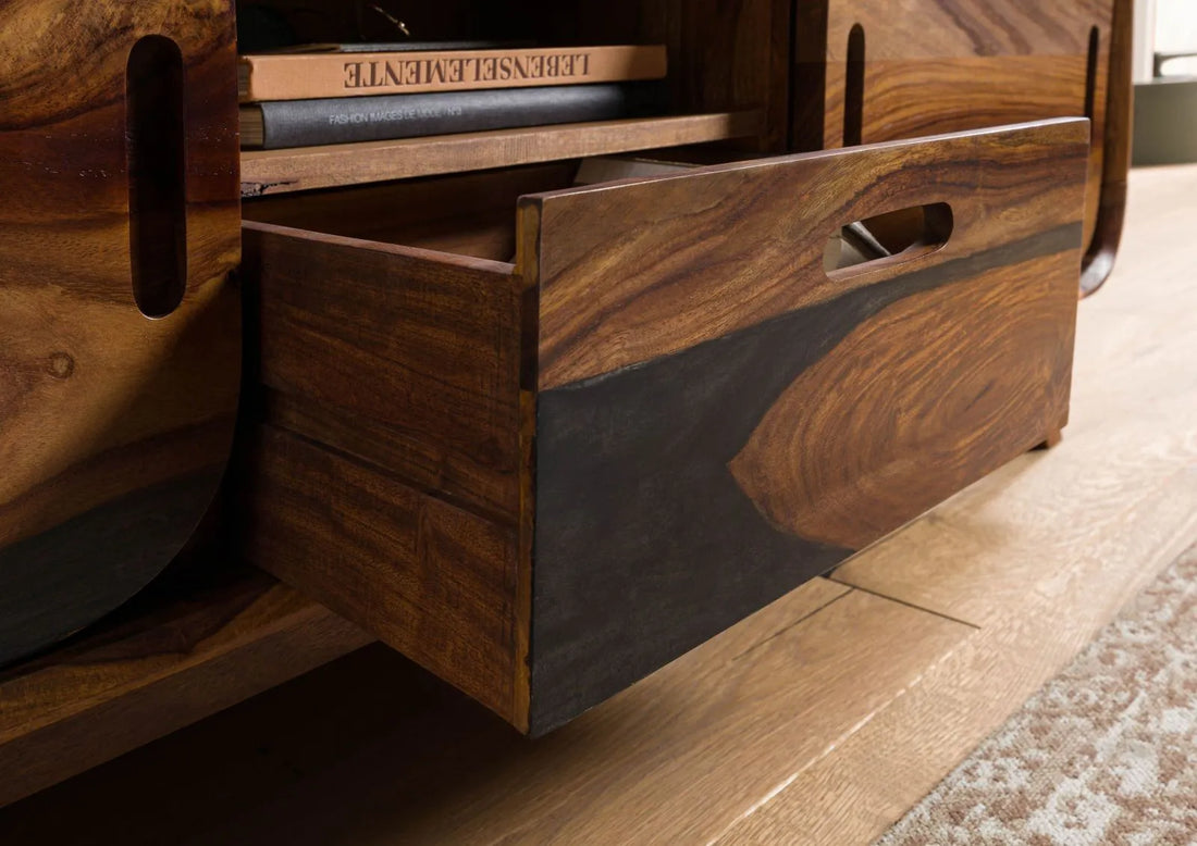 THE WOODEN CITY TV cabinet made of rosewood #225 (HONEY)