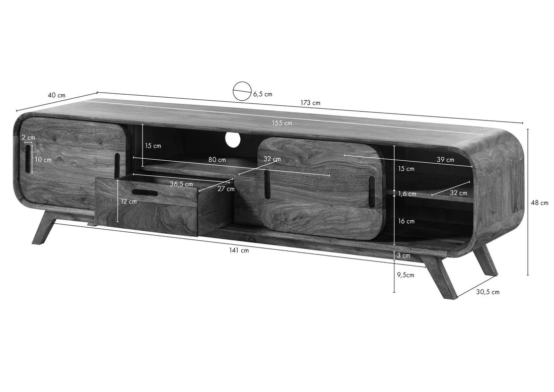 THE WOODEN CITY TV Cabinet #226 Dark Brown Lacquered Rosewood (HONEY)