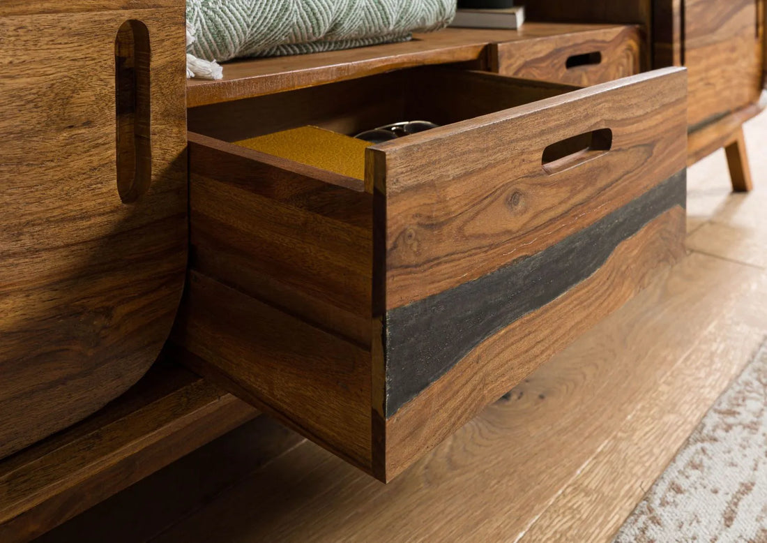 THE WOODEN CITY TV Cabinet #226 Dark Brown Lacquered Rosewood (HONEY)