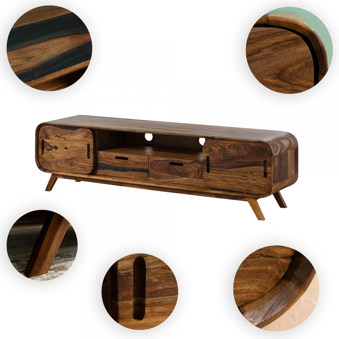 THE WOODEN CITY TV Cabinet #226 Dark Brown Lacquered Rosewood (HONEY)