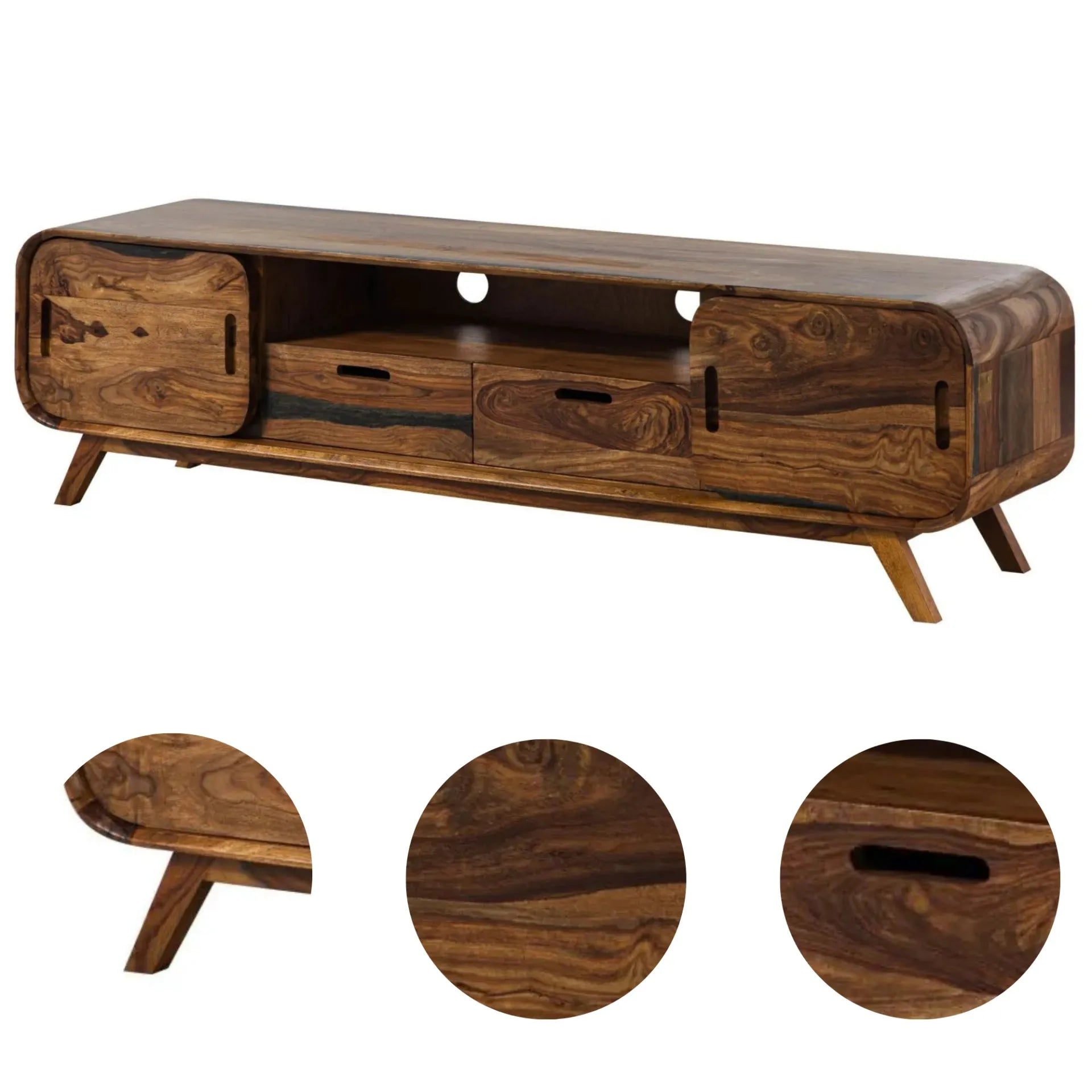 THE WOODEN CITY TV Cabinet #226 Dark Brown Lacquered Rosewood (HONEY)