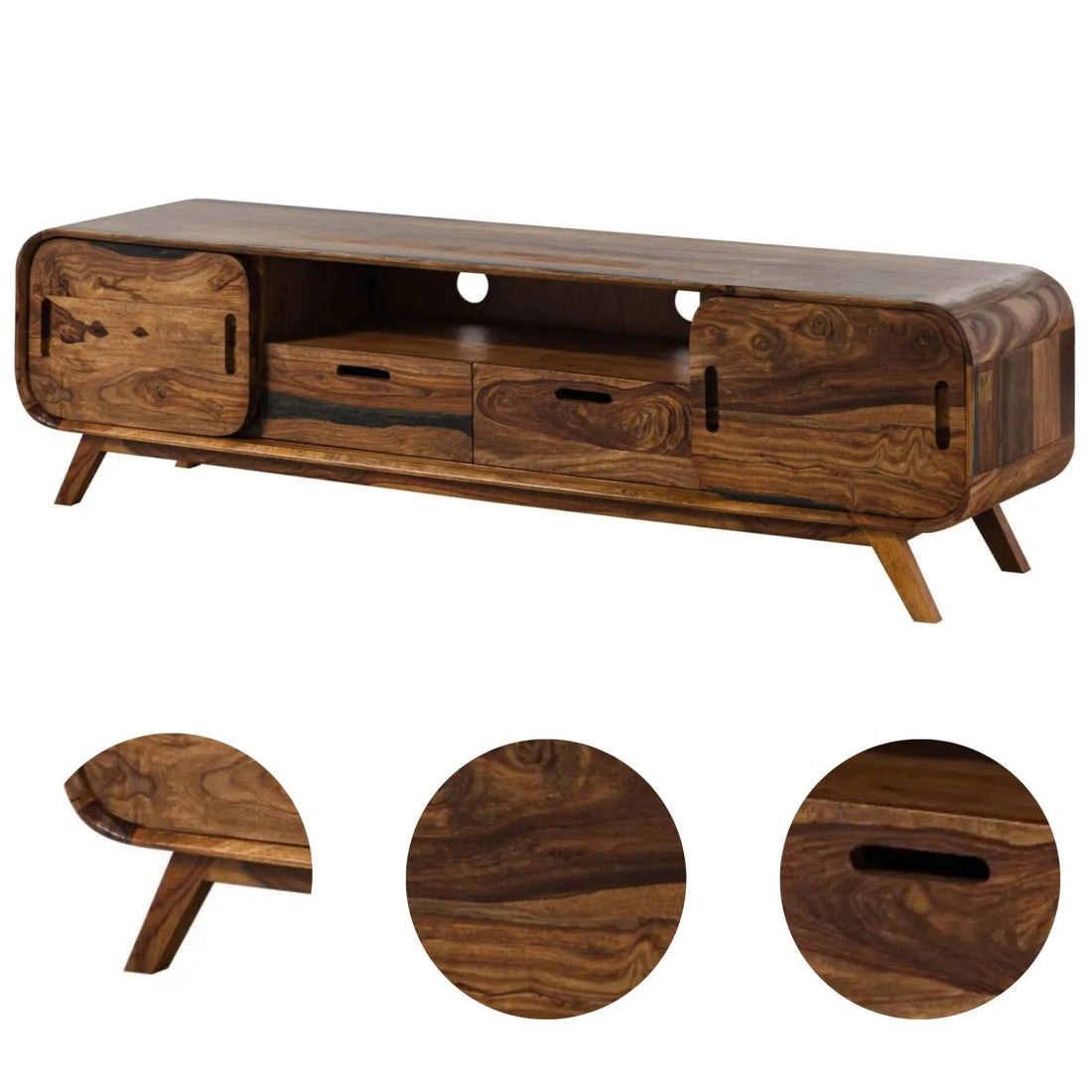 THE WOODEN CITY TV Cabinet #226 Dark Brown Lacquered Rosewood (HONEY)