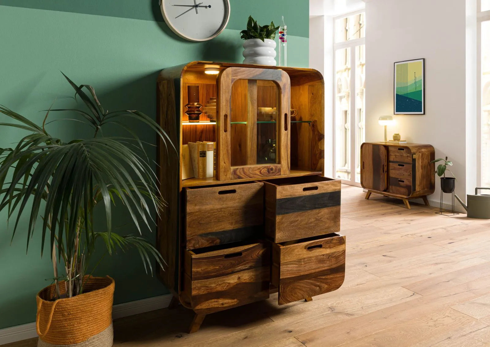 THE WOODEN CITY Rosewood display cabinet #220 (HONEY)