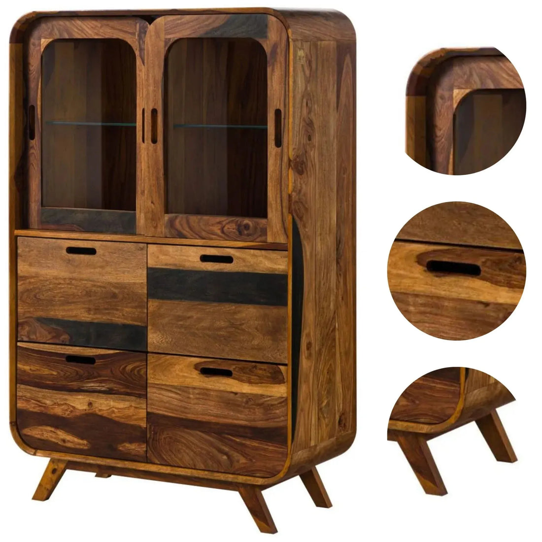 THE WOODEN CITY Rosewood display cabinet #220 (HONEY)