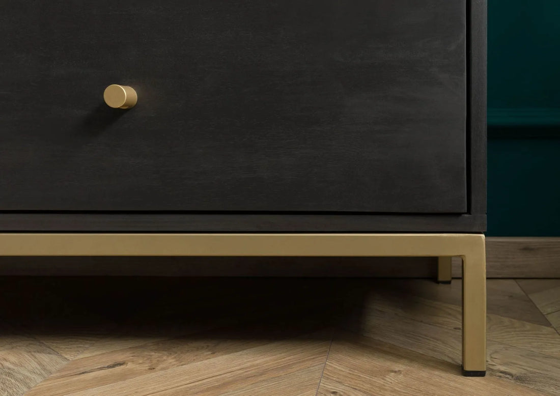 THE WOODEN CITY Stylish Art Deco Mango Wood Chest of Drawers DIAMOND #109 (WALNUT)