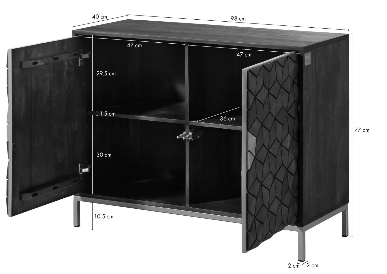 THE WOODEN CITY Stylish Art Deco Mango Wood Chest of Drawers DIAMOND #208(HONEY)