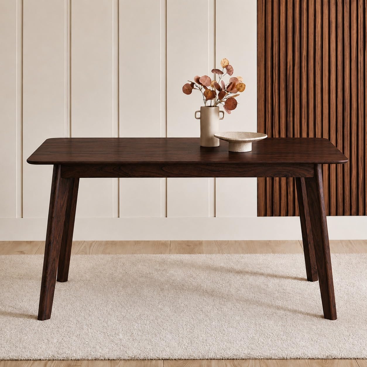 Alexaa Solid Sheesham Wood 4 Seater Dining Set | Wooden Dining Table Set with Cushioned Chairs for Dining Room | Home & Office, Hotels Restaurant (Walnut, 4 Seater)