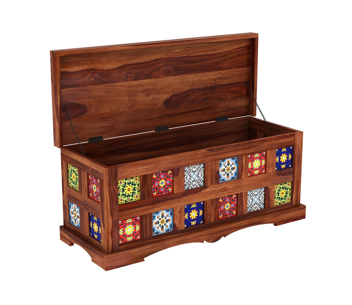 THE WOODEN CITY Storage Box, Multipurpose Cabinet for Living Room & Bed room Storage, Solid Wood Classy storage, Honey Matte Finish