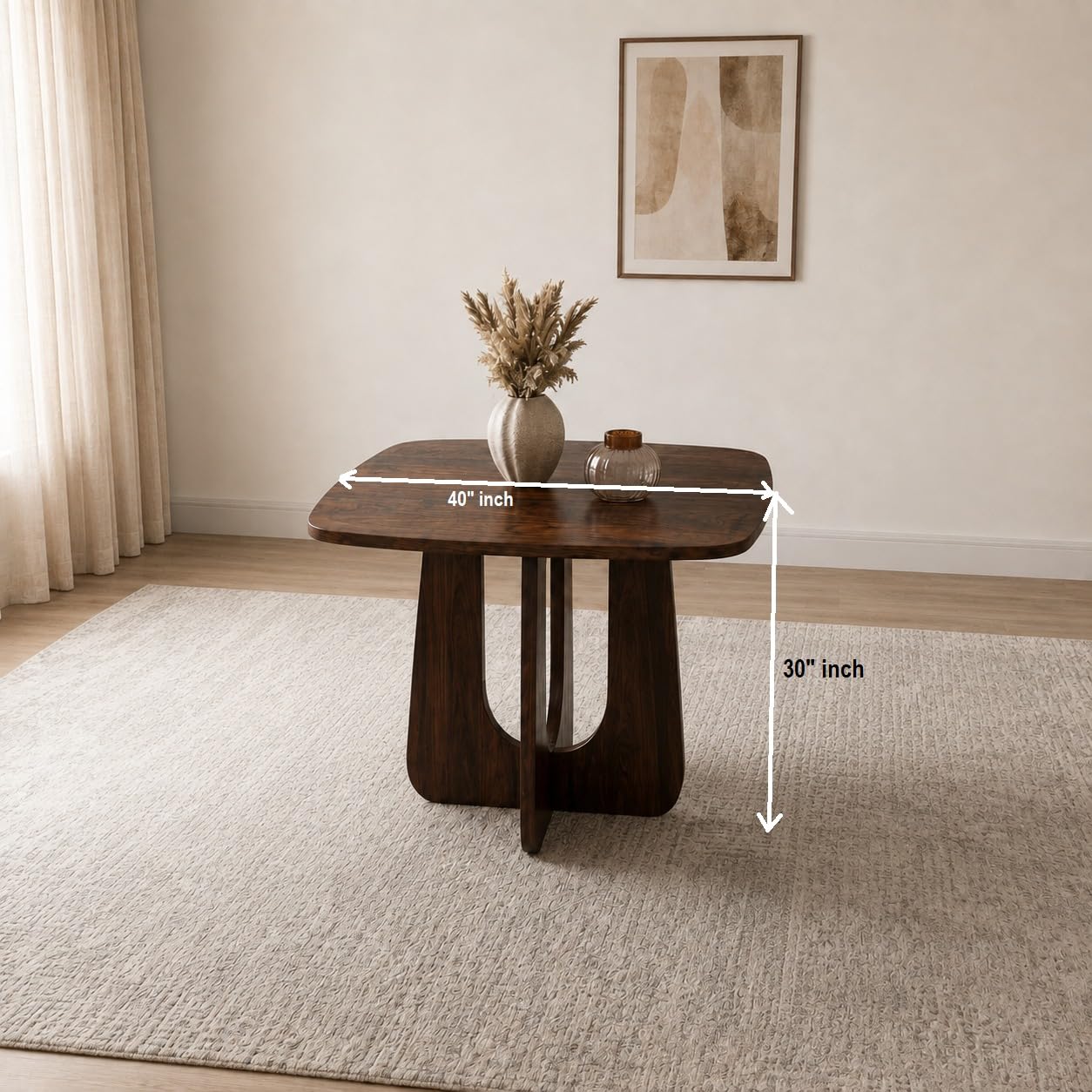 Arden Square 4 Seater Solid Sheesham Wood & Cane Dinner Set Table with Chair |Wooden Dining Table Set with Chairs for Dining Room | Living Room | Home & Office -Walnut2