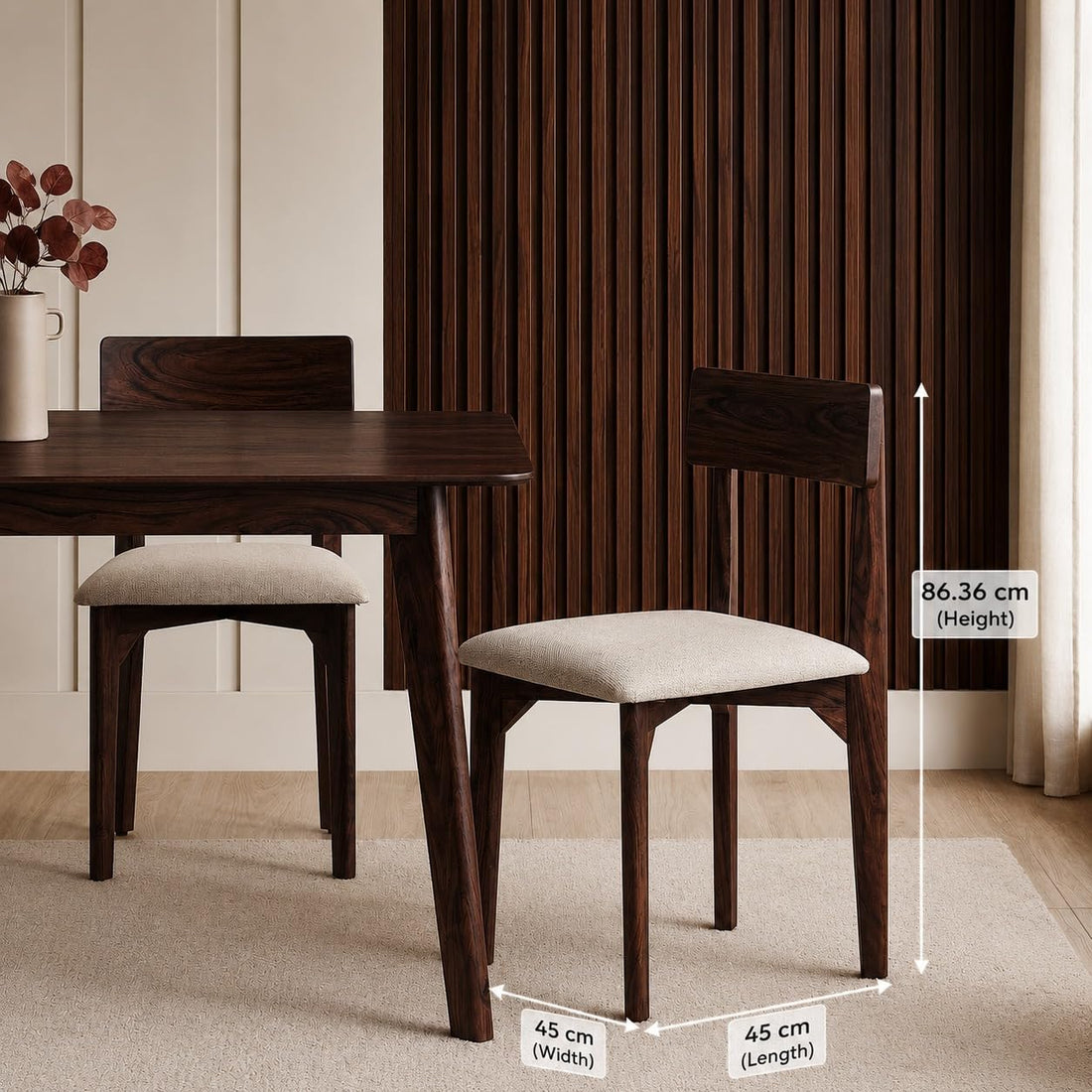 Alexaa Solid Sheesham Wood 4 Seater Dining Set | Wooden Dining Table Set with Cushioned Chairs for Dining Room | Home & Office, Hotels Restaurant (Walnut, 4 Seater)