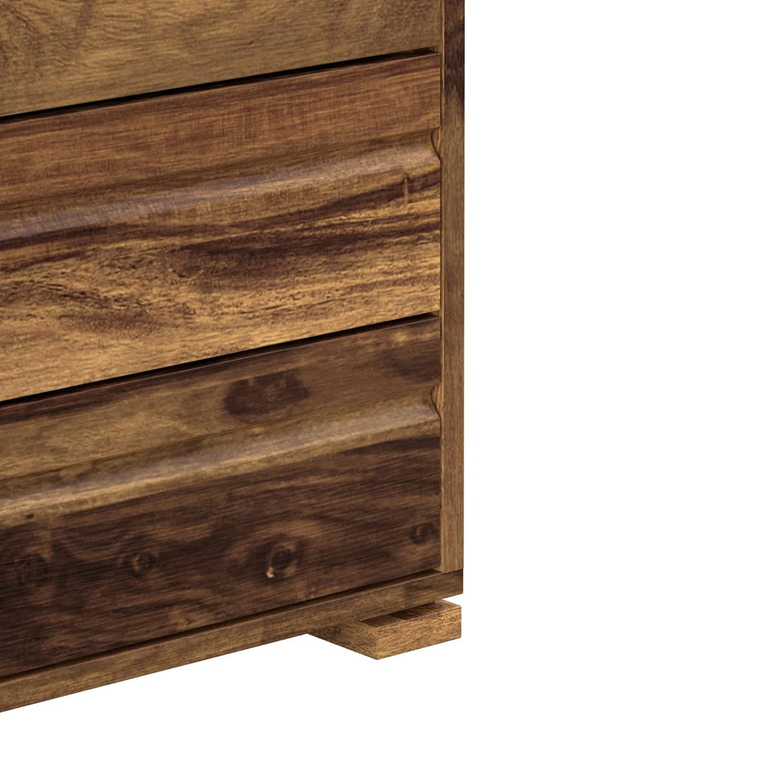 THE WOODEN CITY Solid Sheesham Wood Bedside Table with 3 Drawers (Natural Finish)