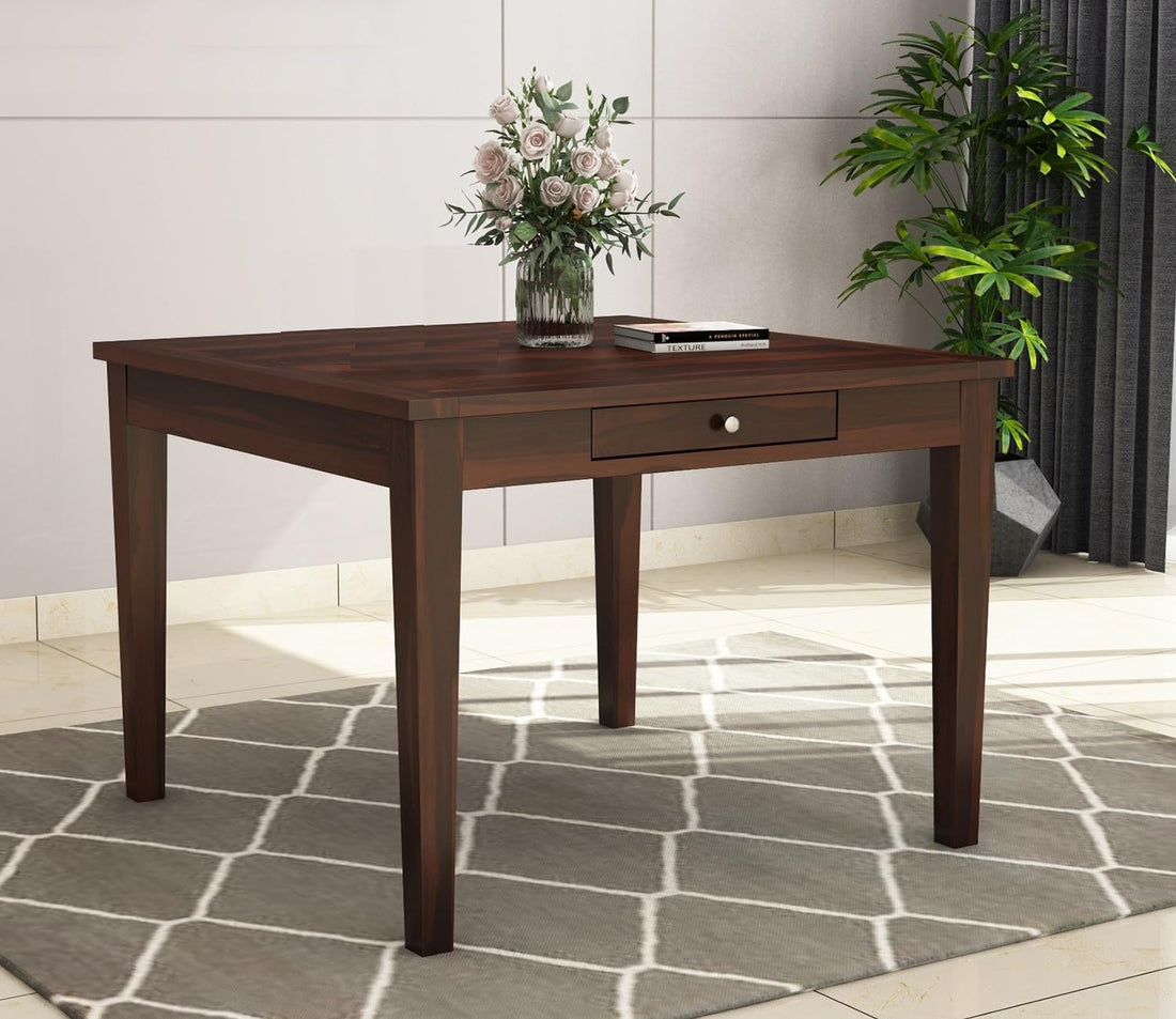THE WOODEN CITY Wooden Table Solid Sheesham Wood Dining Table 4 Seater | Dining Room Furniture | Dining Table Without Chair