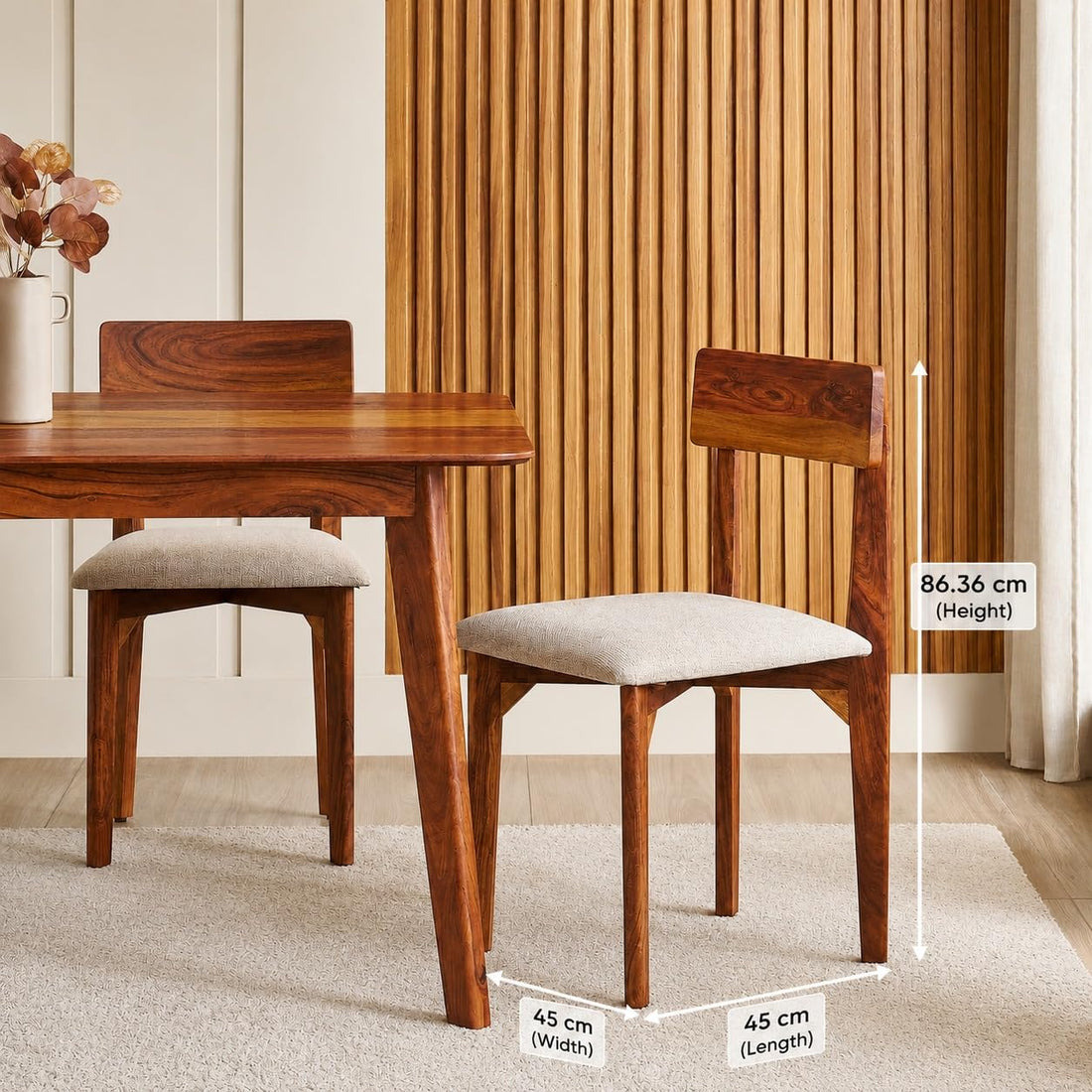 Alexaa Solid Sheesham Wood 4 Seater Dining Set | Wooden Dining Table Set with Cushioned Chairs for Dining Room | Home & Office, Hotels Restaurant (Honey, 4 Seater)