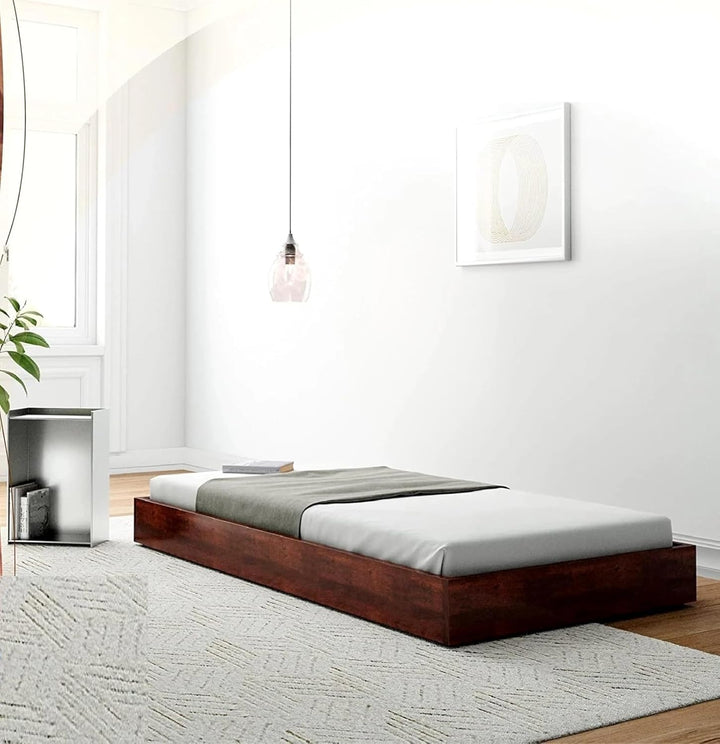 THE WOODEN CITY Engineered Wood Single Bed Cot Without Storage | Single Size Bed for Bedroom (Walnut)