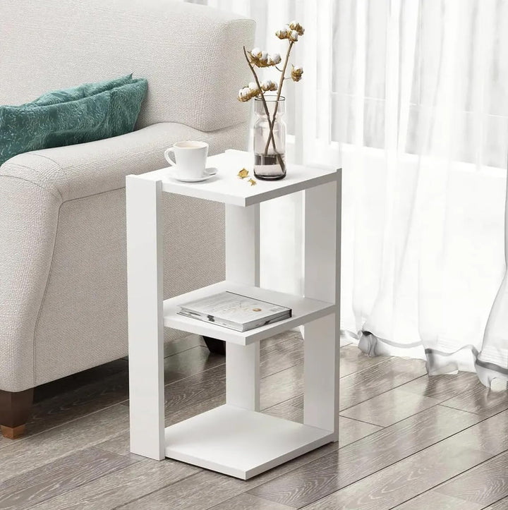 Wooden Bedside Table | Side Table for Bedroom | Solid Wood Engineering wood  End Table, Color- White