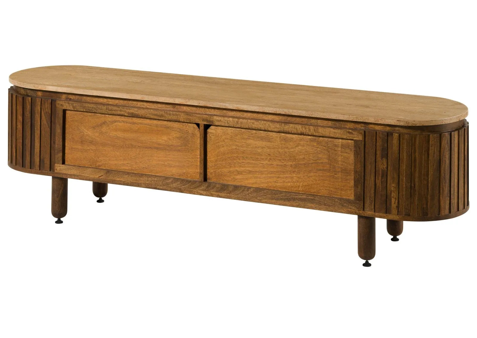 THE WOODEN CITY Solid Mango Wood TV Stand #113(HONEY)