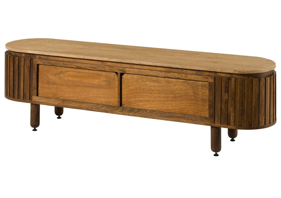 THE WOODEN CITY Solid Mango Wood TV Stand #113(HONEY)