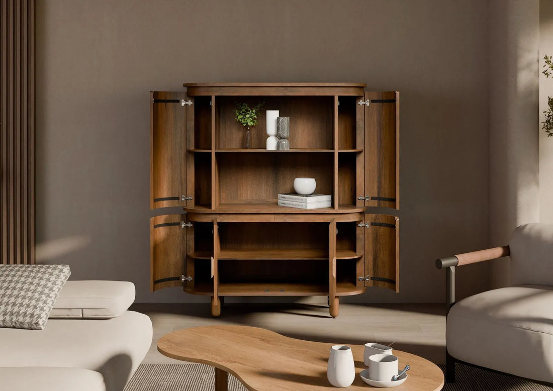 THE WOODEN CITY Solid Mango Wood Sideboard #115(HONEY)